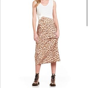 Free People Normani Leopard Print Midi Skirt